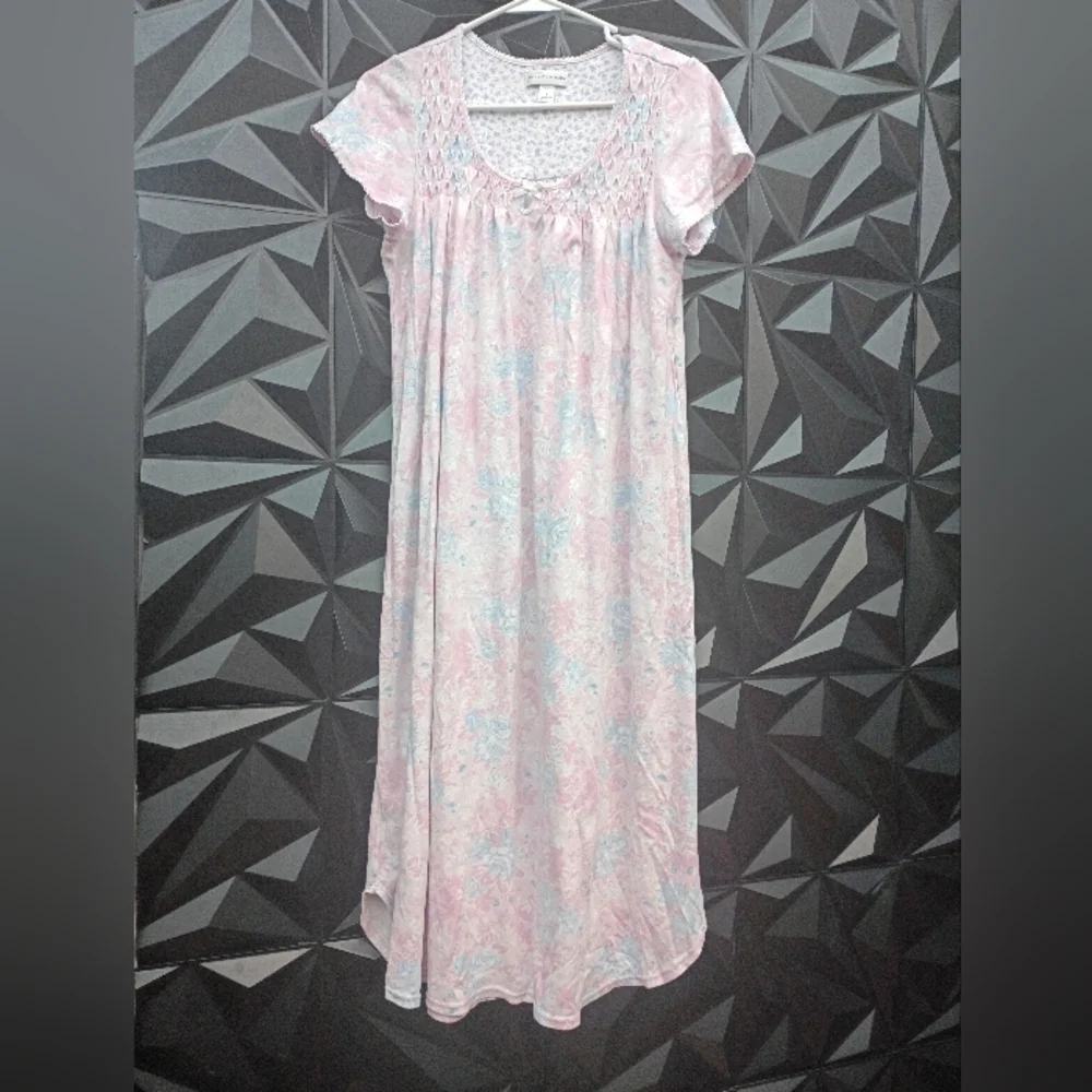 Miss Elaine Pastel Pink & Blue Floral Short-Sleeve Nightgown